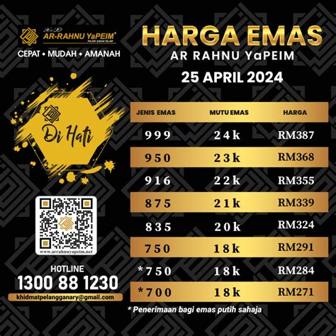 Harga Emas Ar-Rahnu Terkini
