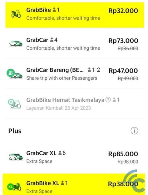 Harga Grab Motor Per KM