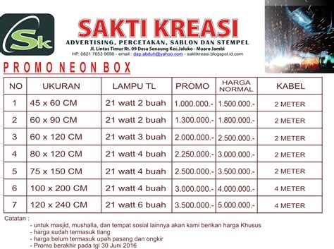 Harga Neon Box Per Meter