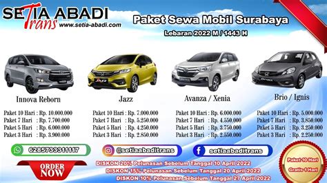 Harga Sewa Mobil di Surabaya