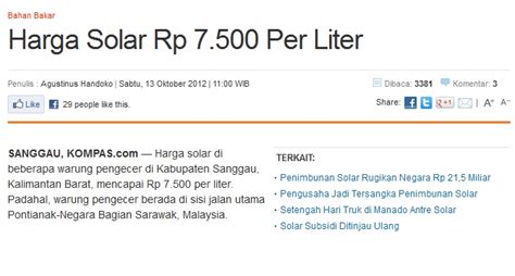 Harga Solar 2021 Per Liter