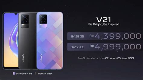 Harga Vivo V21 RAM 8 dan Spesifikasinya