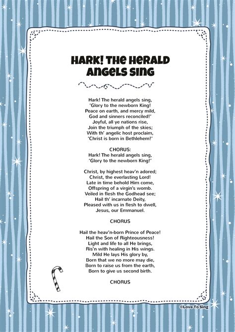 Hark The Herald Angels Sing Lyrics Printable