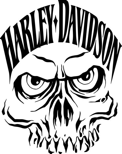 Grey Skull And Harley Davidson Tattoo Design On Right Half