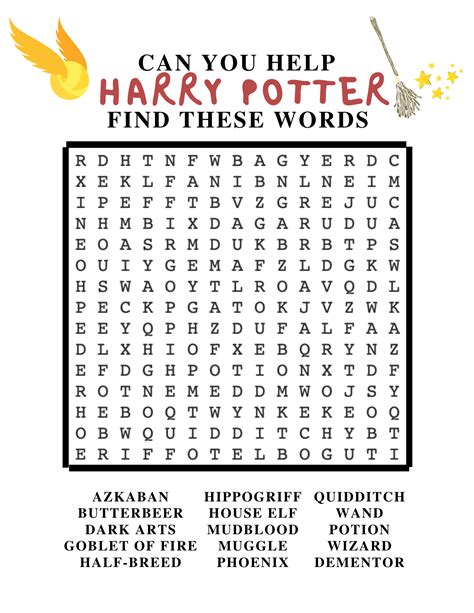 Harry Potter Printable Word Search