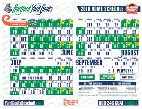 Hartford Yard Goats Printable Schedule 2022