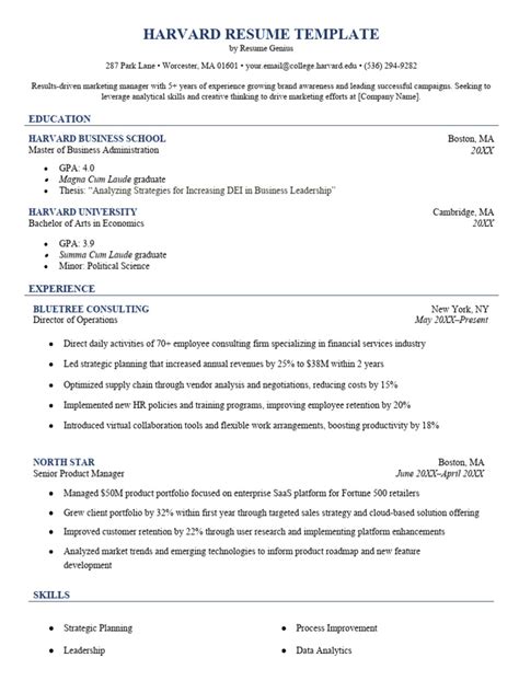 Harvard College Resume Filetype Pdf