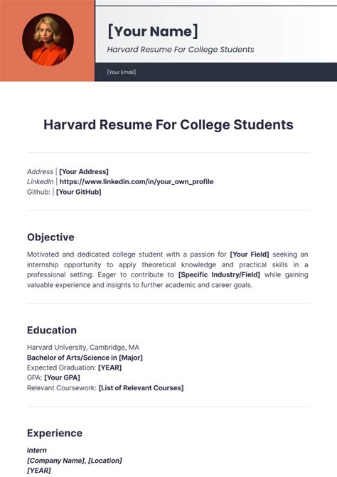 Harvard Student Resume Template