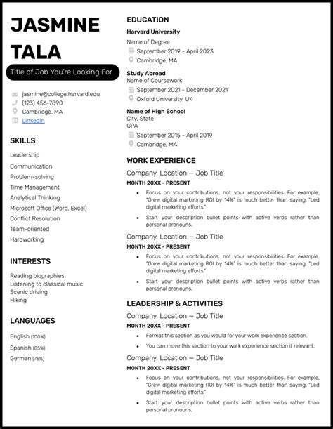 Harvard Template Resume Google Docs