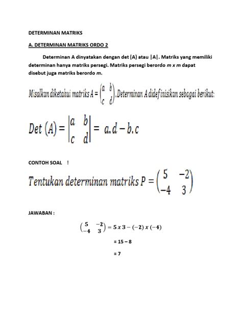 Hasil Determinan Matrix