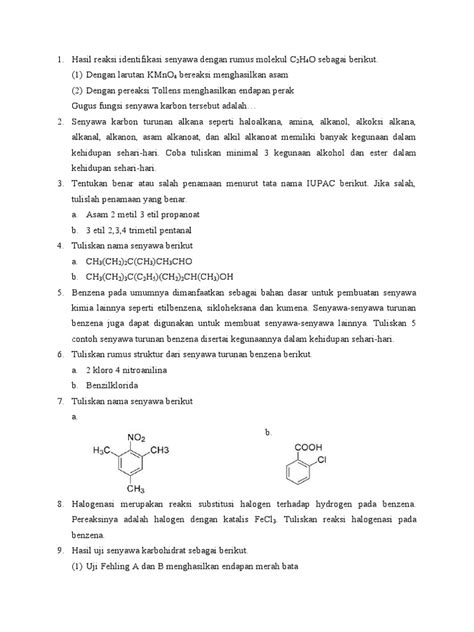 Hasil Reaksi Identifikasi Senyawa dengan Rumus Molekul C2H4O