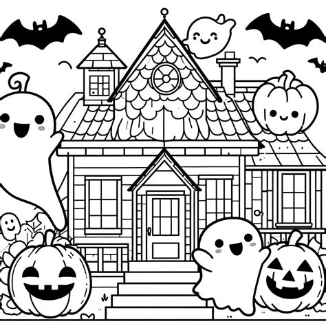 Haunted House Color Page
