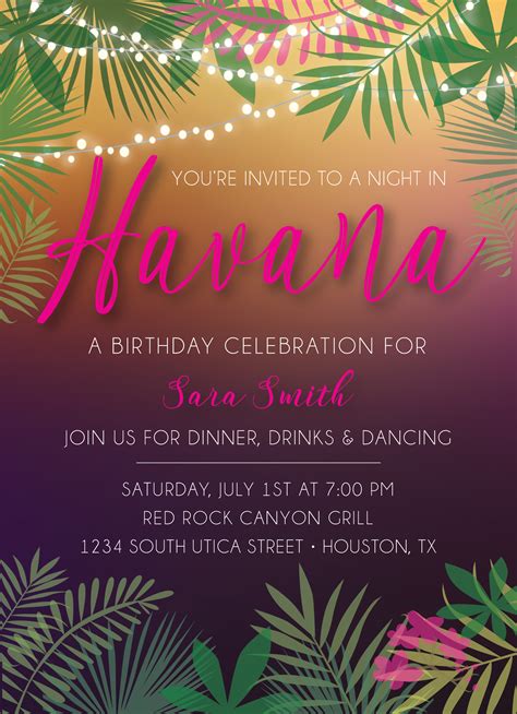 Havana Nights Invitation Template Free