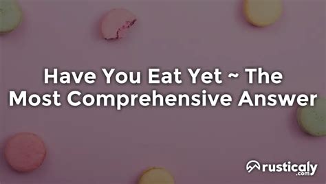 Have You Eat Yet