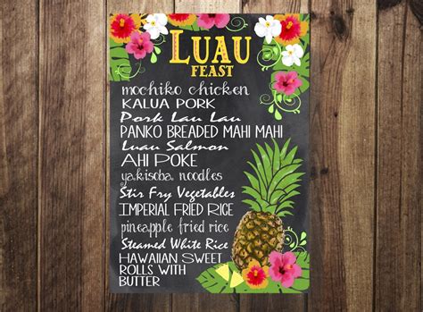 Pineapple Hawaiian Luau Menu Template Download Edit / Etsy