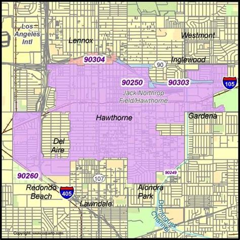 Hawthorne Ca Zip Code Map