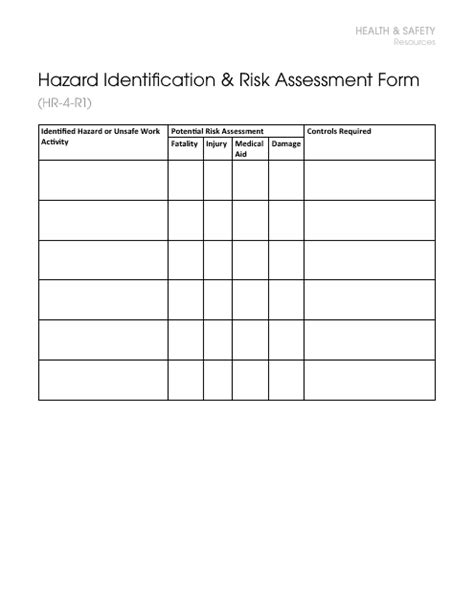 Plant Hazard Identification & Risk Assessment Form