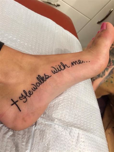 He Walks With Me foot tattoo Foot tattoos, Picture