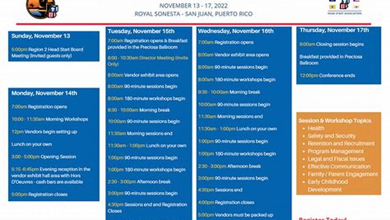 Head Start Conference 2024 Schedule 2022