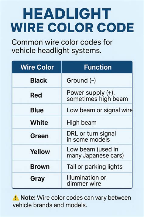 Headlight Wire Color Code