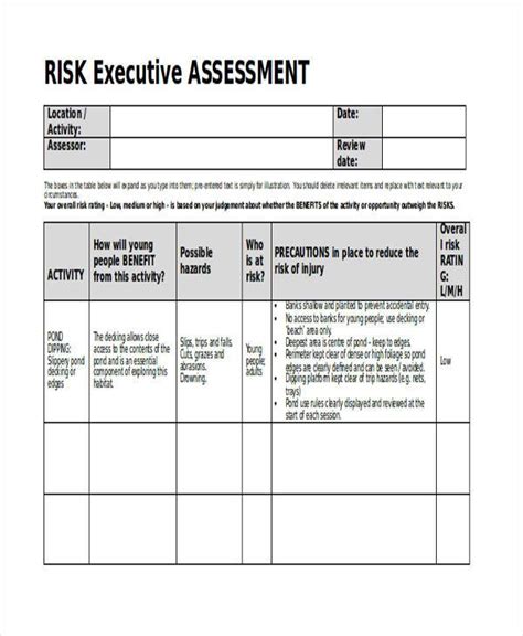 FREE 7+ Sample Health and Safety Risk Assessment Forms in PDF MS Word