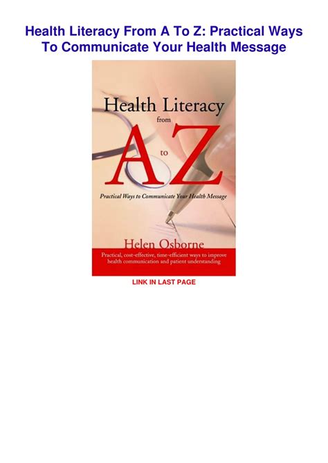 Health Literacy From A To Z: Practical Ways To Communicate Your Health Message Highlights