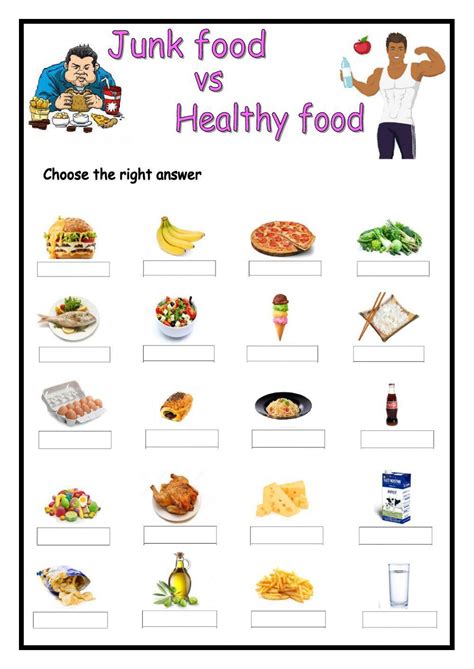 Healthy Food Vs Junk Food Worksheets