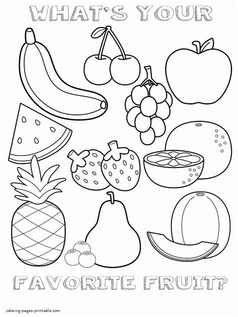 Healthy Food Colouring Pages Printable