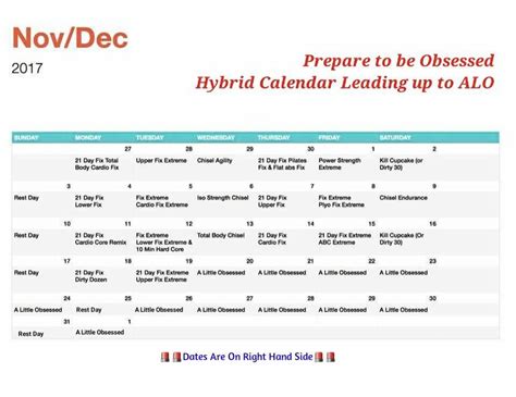 Healthy Obsession Calendar