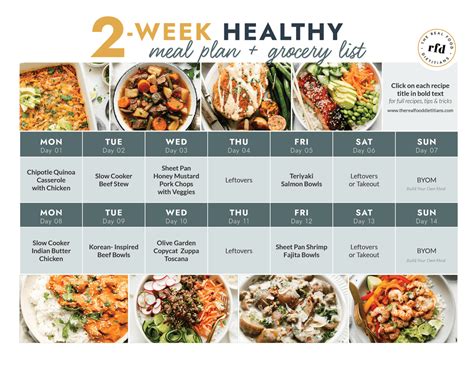 Healthy Weekly Dinner Menu For Two