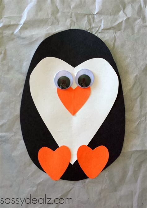Heart Penguin Craft Template