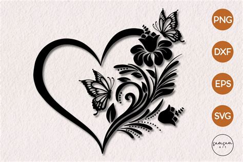 Create stunning Heart Butterfly designs with our exquisite SVG collection!