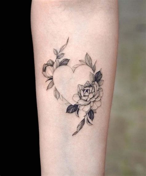 Heart Floral Tattoo