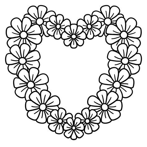 Heart Flower Coloring Pages