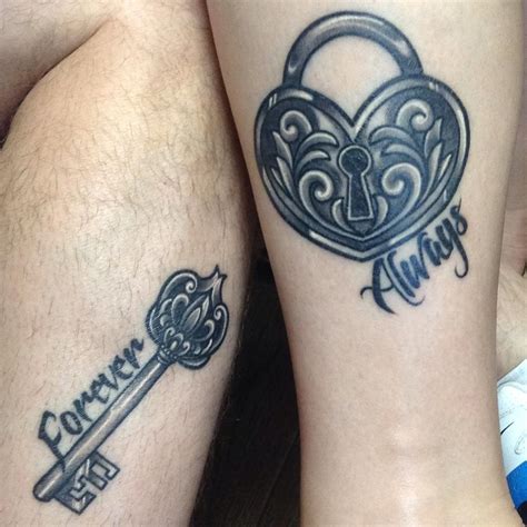 heart Heart Lock And Key Tattoo With Names