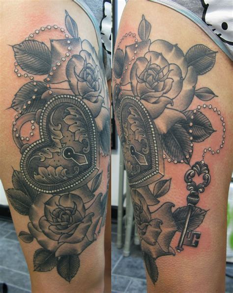 Rose & Heart Lock I tattoo, Tattoos, Heart lock