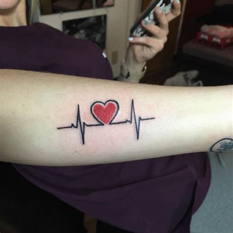 Heart Tattoo With Heartbeat