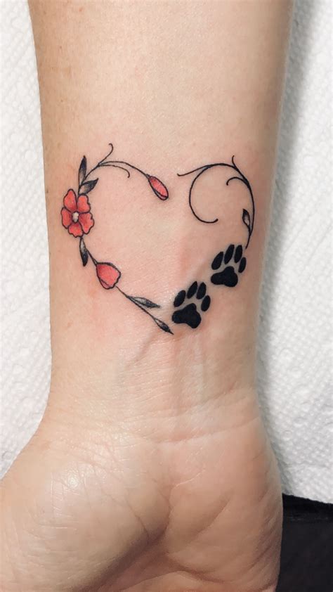 Heart Tattoo With Paw Print
