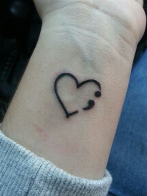 Heart Tattoo With Semicolon