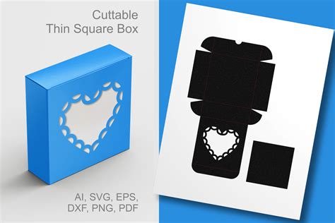 Heart Window Square Box Template