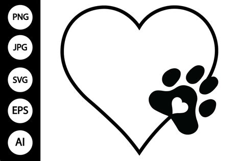 Show Your Love for Pets with Heart With Paw Print Svg - The Perfect Addition to Your Crafting Arsenal!