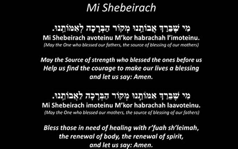 Hebrew Prayer Mi Shebeirach