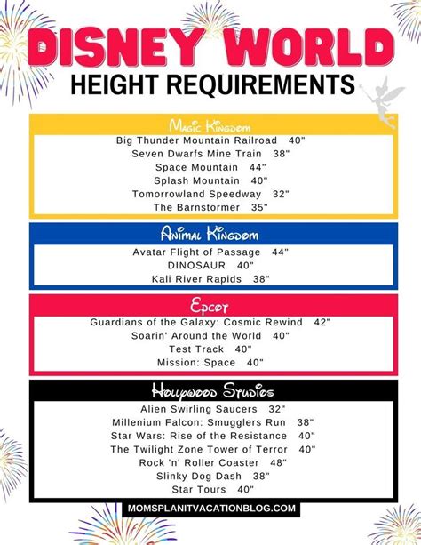 Height Chart For Disney World