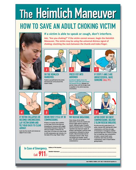 Heimlich Maneuver Poster Free Printable