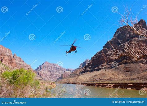 Helicopter Flying Over Grand Canyon