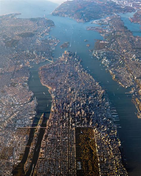 Helicopter View of Manhattan
