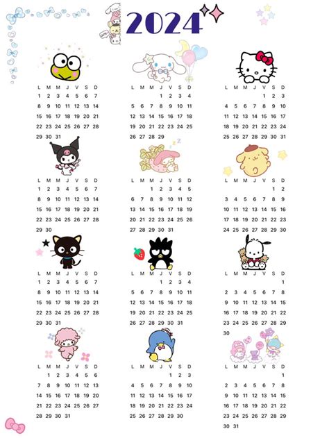 Hello Kitty Calendar 2024 2024 Calendar Printable