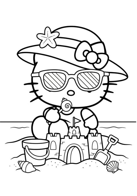 Hello Kitty Coloring Pages Summer