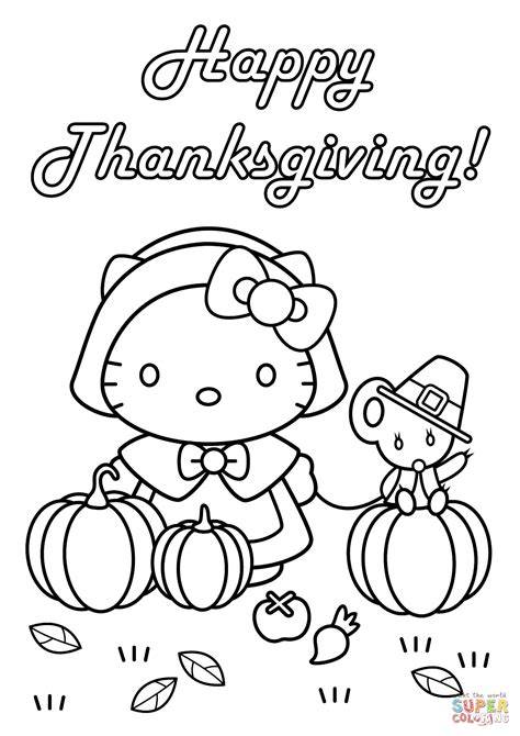 Hello Kitty Happy Thanksgiving Coloring Pages