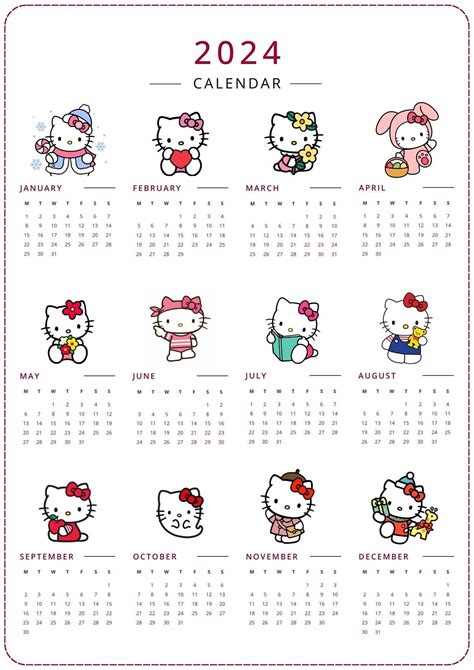 Hello Kitty Pdf Calendar 2024